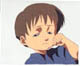 a little boy with a really big head crying... eep